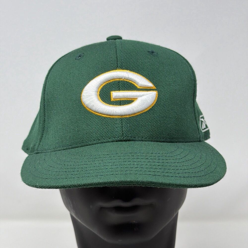 Green Bay Packers Reebok On Field Fitted Hat 6 7/8 100% Wool NFL Green